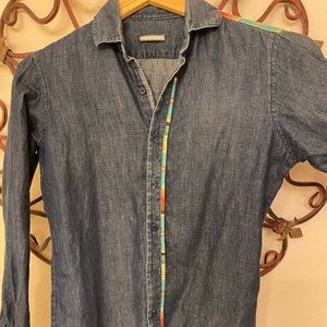 Custom Men’s Denim Button Up W/ Southwestern Accents